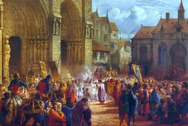 São Luís carrega na procissão a Coroa de Espinhos até Notre. Dame Jules David, Paris, 1861